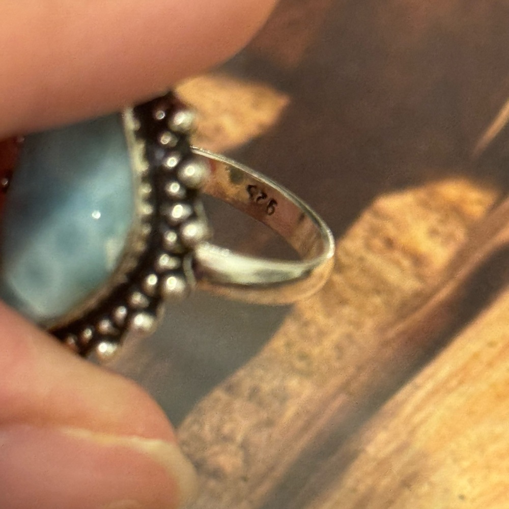 STERLING SILVER RING W LARIMAR - Picture 4 of 7